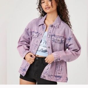 NWT Forever 21 Mineral Wash Denim Trucker Jacket Sz M